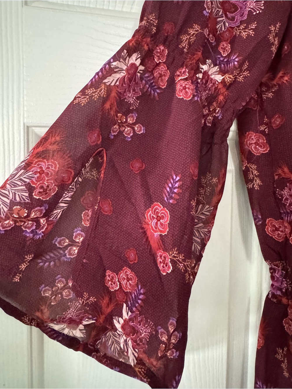 lovestitch Burgundy Floral Maxi Dress boho medium - Picture 3 of 4